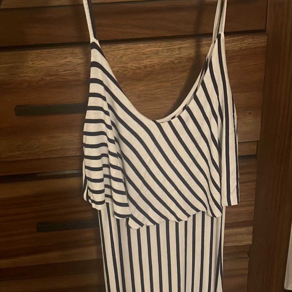 Long Navy and White Striped Bodycon Dress